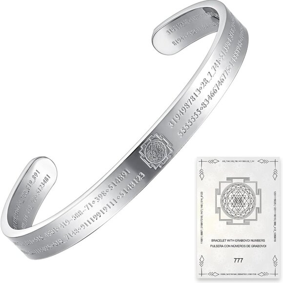 Unisex Stainless Steel Cuff Bracelet 60 Engraved Numbers Spiritual Growth - Picture 1 of 9